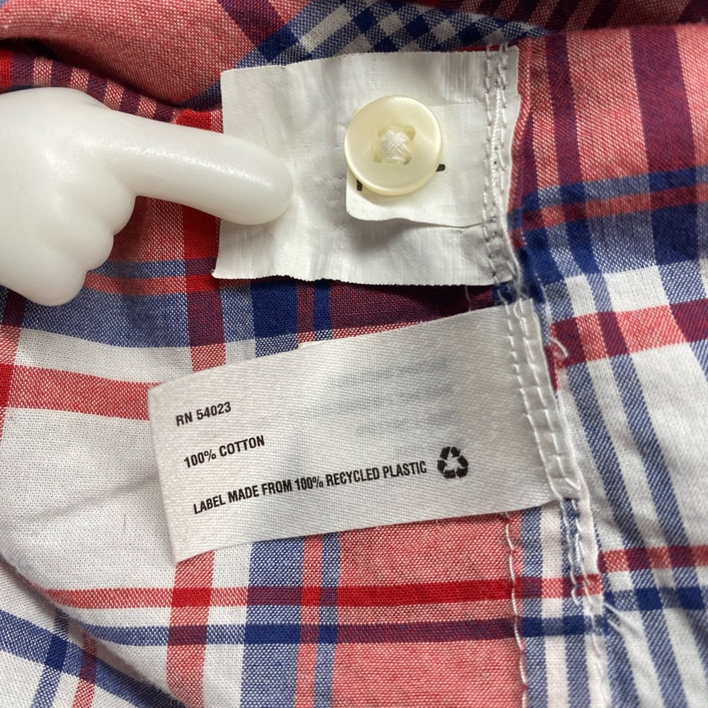 GAP Red, White, & Blue Plaid Casual Lightweight Cotton Half Button Shirt Small L - Picture 7 of 7